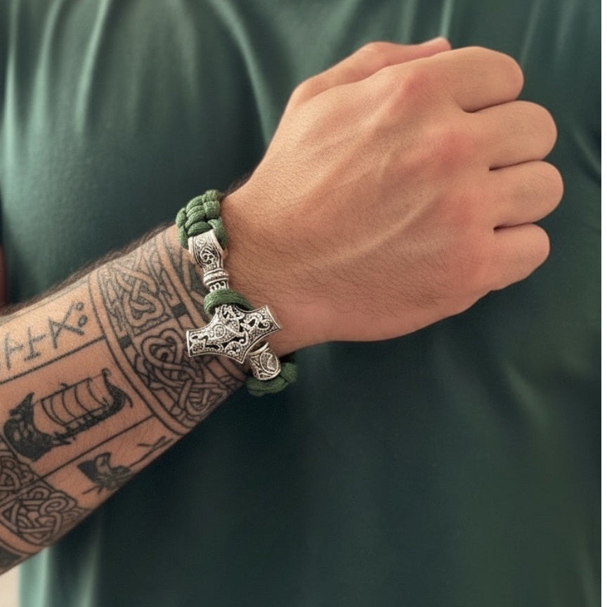 Pulsera Mjölnir de Estilo Vikingo | Amuleto de Poder y Valentía (Copia)