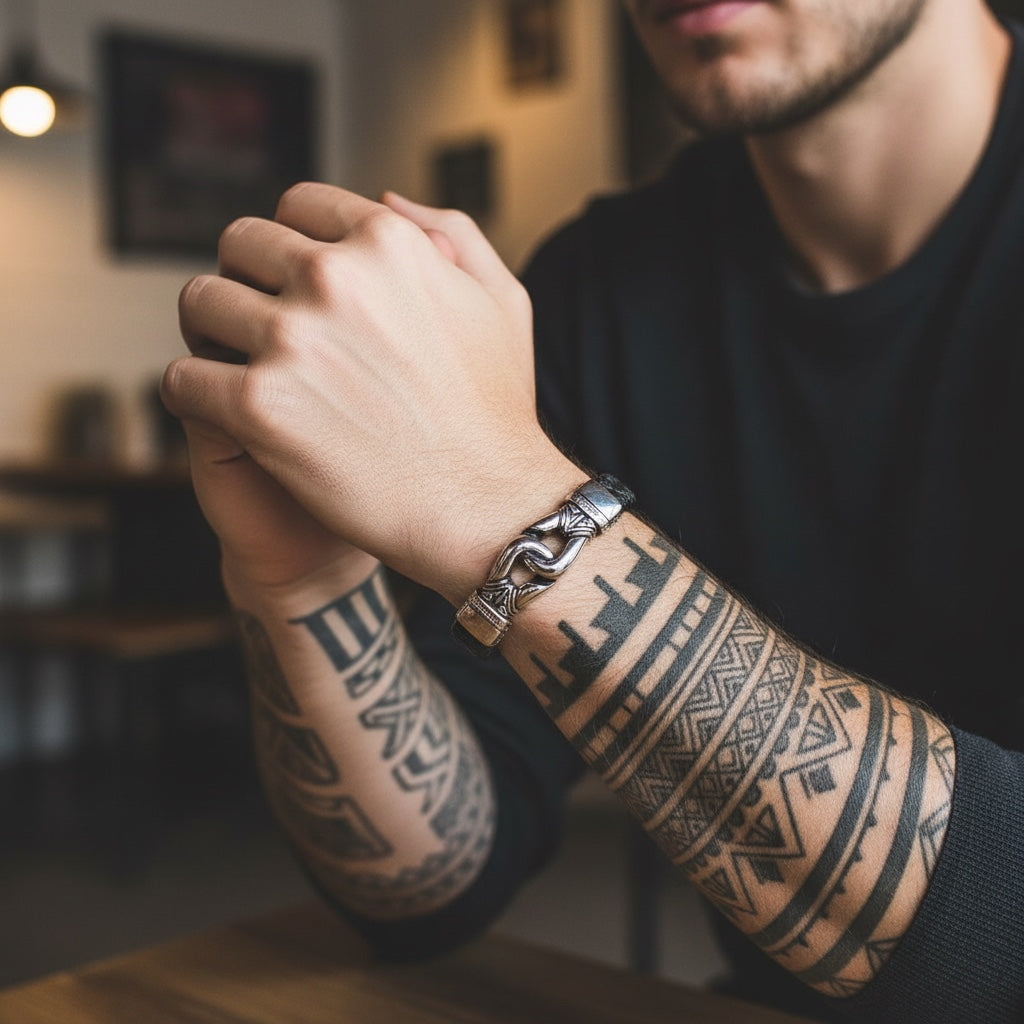 Pulsera Vikinga de Piel y Acero – Fuerza, Estilo y Tradición