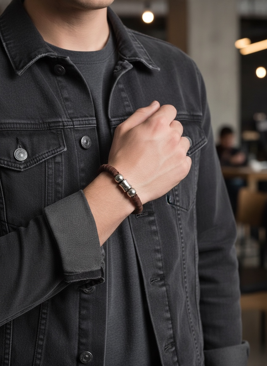 Pulsera de Piel Marrón y Acero Inoxidable: Elegancia Moderna y Estilo Atemporal