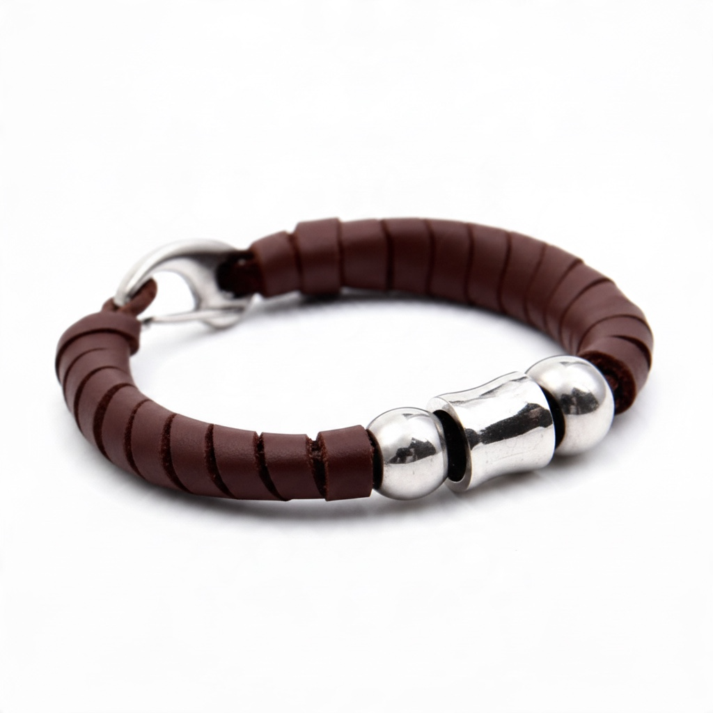 Pulsera de Piel Marrón y Acero Inoxidable: Elegancia Moderna y Estilo Atemporal
