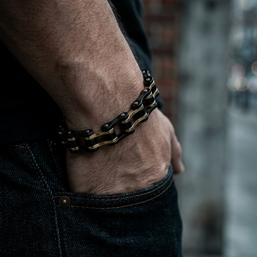 Pulsera estilo cadena de moto en acero robusto – 12 mm (Copia)