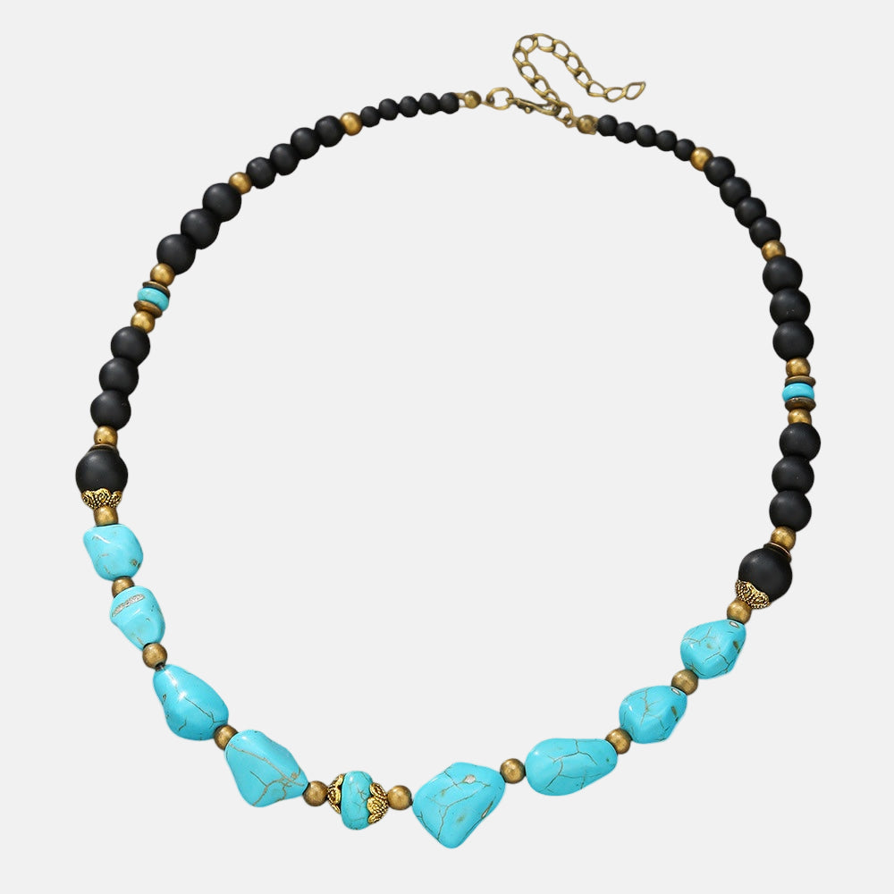 Collar de Piedras Turquesas y Negras — Estilo Surfero Moderno