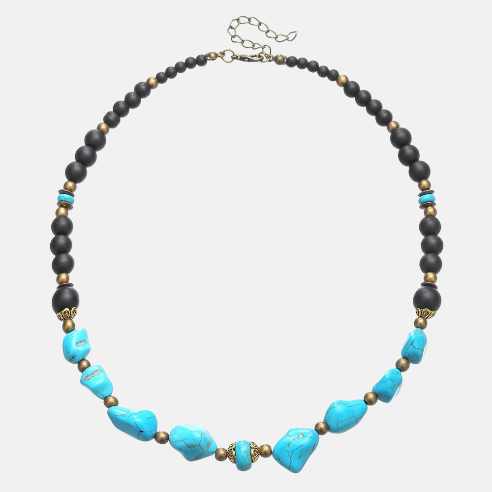 Collar de Piedras Turquesas y Negras — Estilo Surfero Moderno