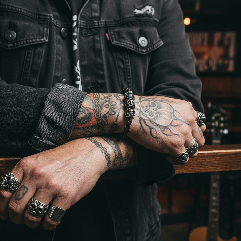 Pulsera de Piel con Calaveras: Estilo Rebelde