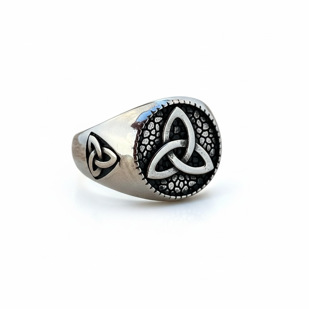 Anillo Vikingo de Acero de Titanio con Valknut