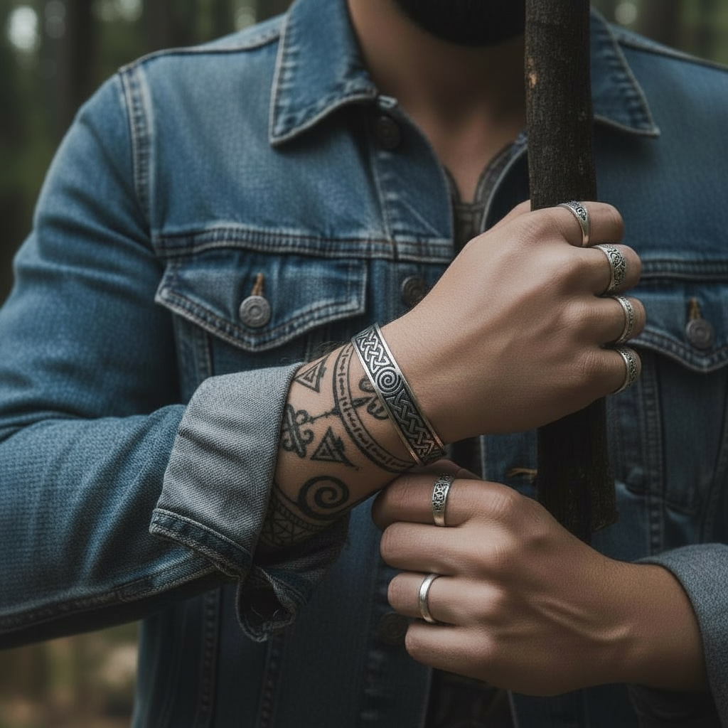 Pulsera Vikinga de Acero de Titanio – Fuerza y Espíritu Ancestral