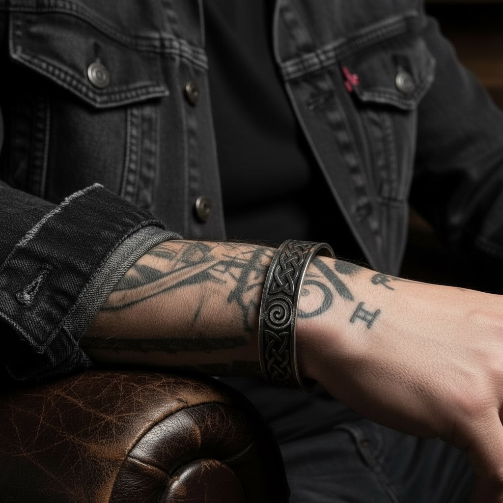 Pulsera Vikinga de Acero de Titanio – Fuerza y Espíritu Ancestral