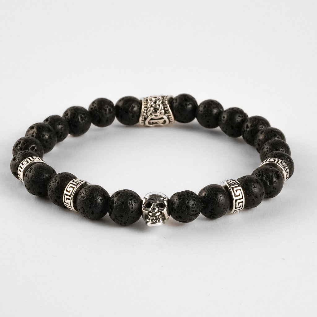 Pulsera de Lava Volcánica con Calavera – Energía y Estilo en Cada Detalle