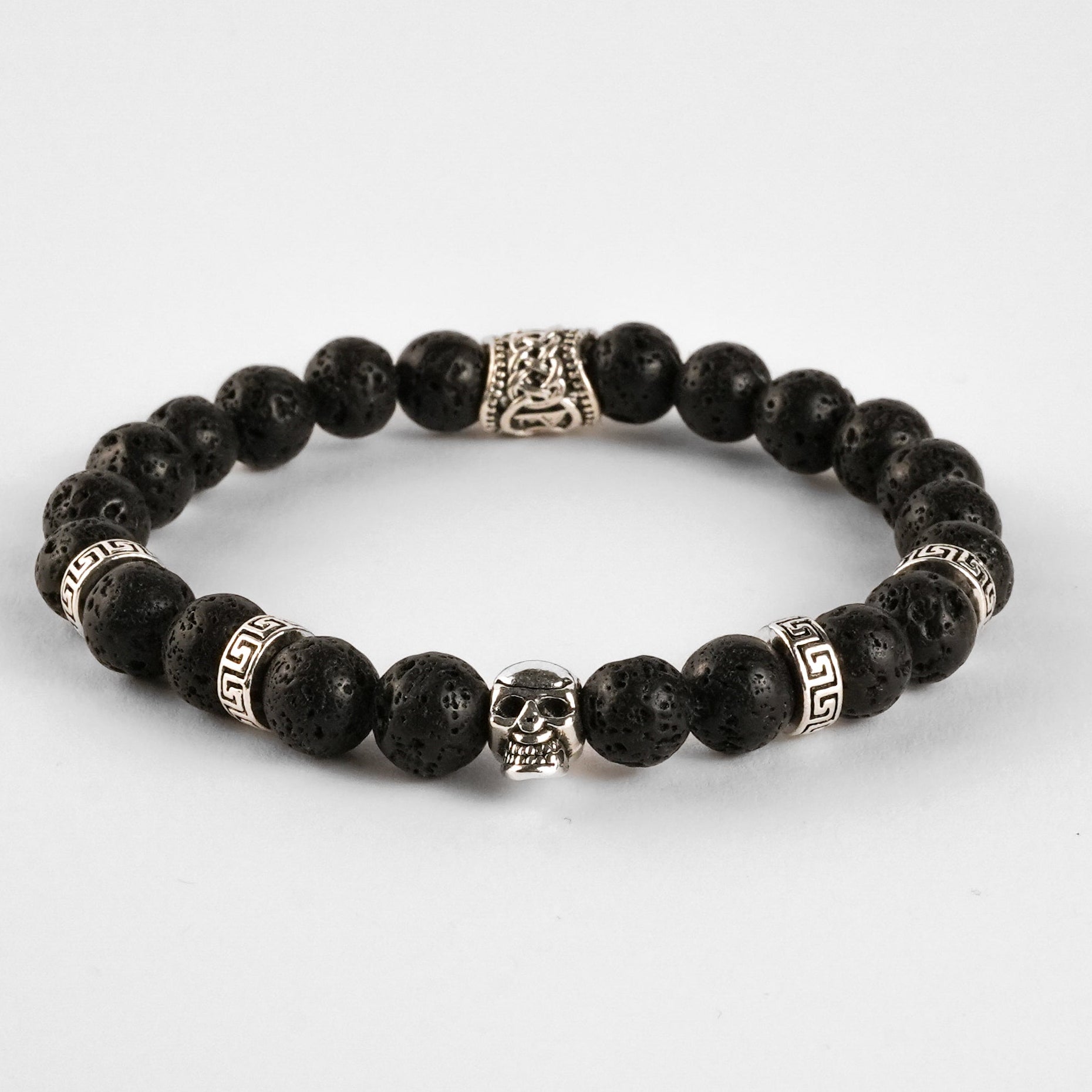 Pulsera de Lava Volcánica con Calavera – Energía y Estilo en Cada Detalle