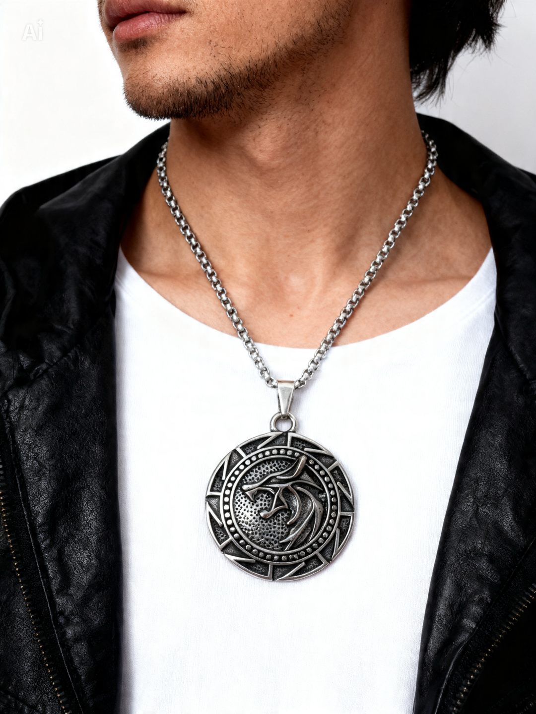 Collar Vikingo de Acero – Símbolo del Lobo Nórdico