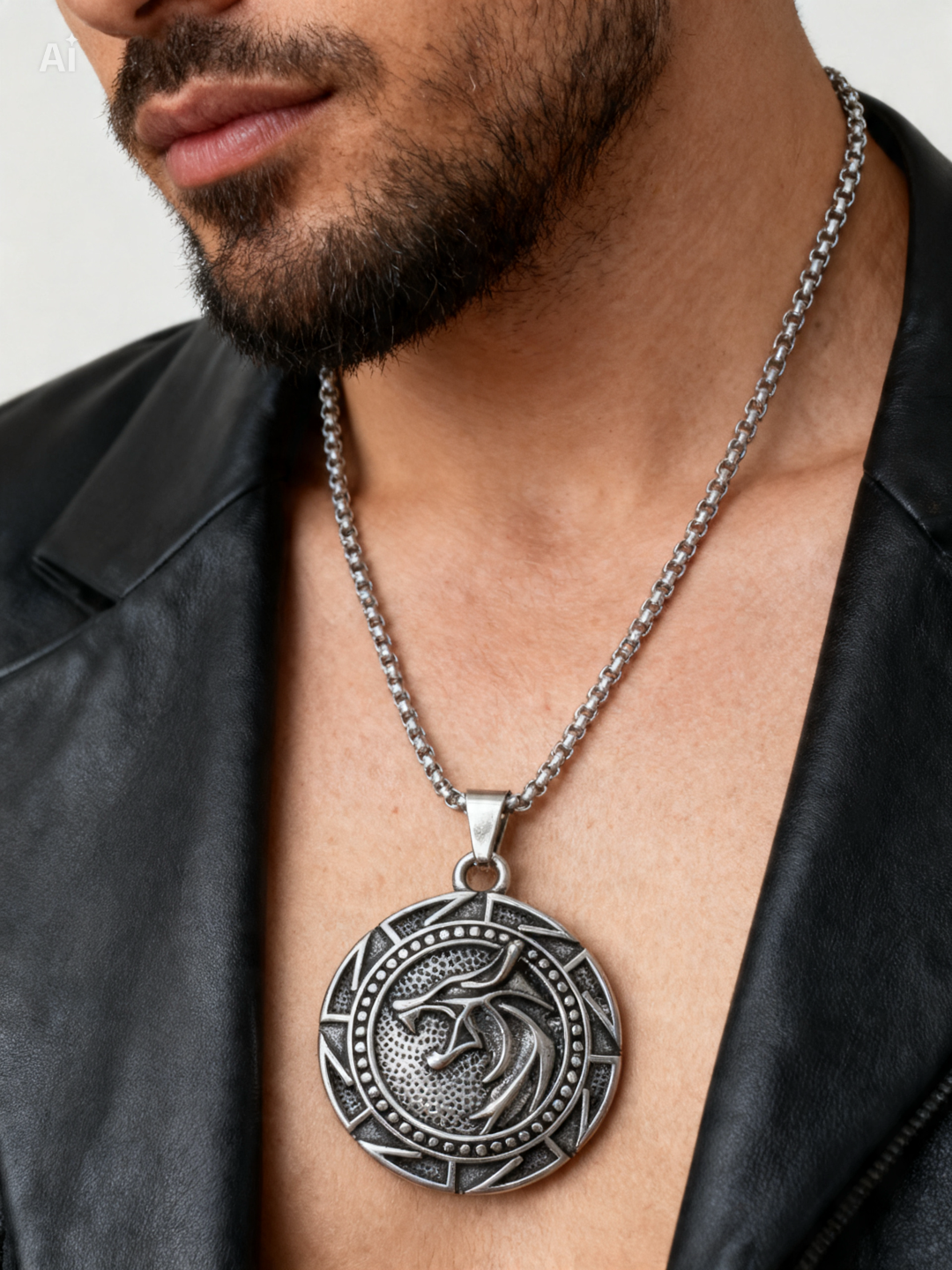 Collar Vikingo de Acero – Símbolo del Lobo Nórdico
