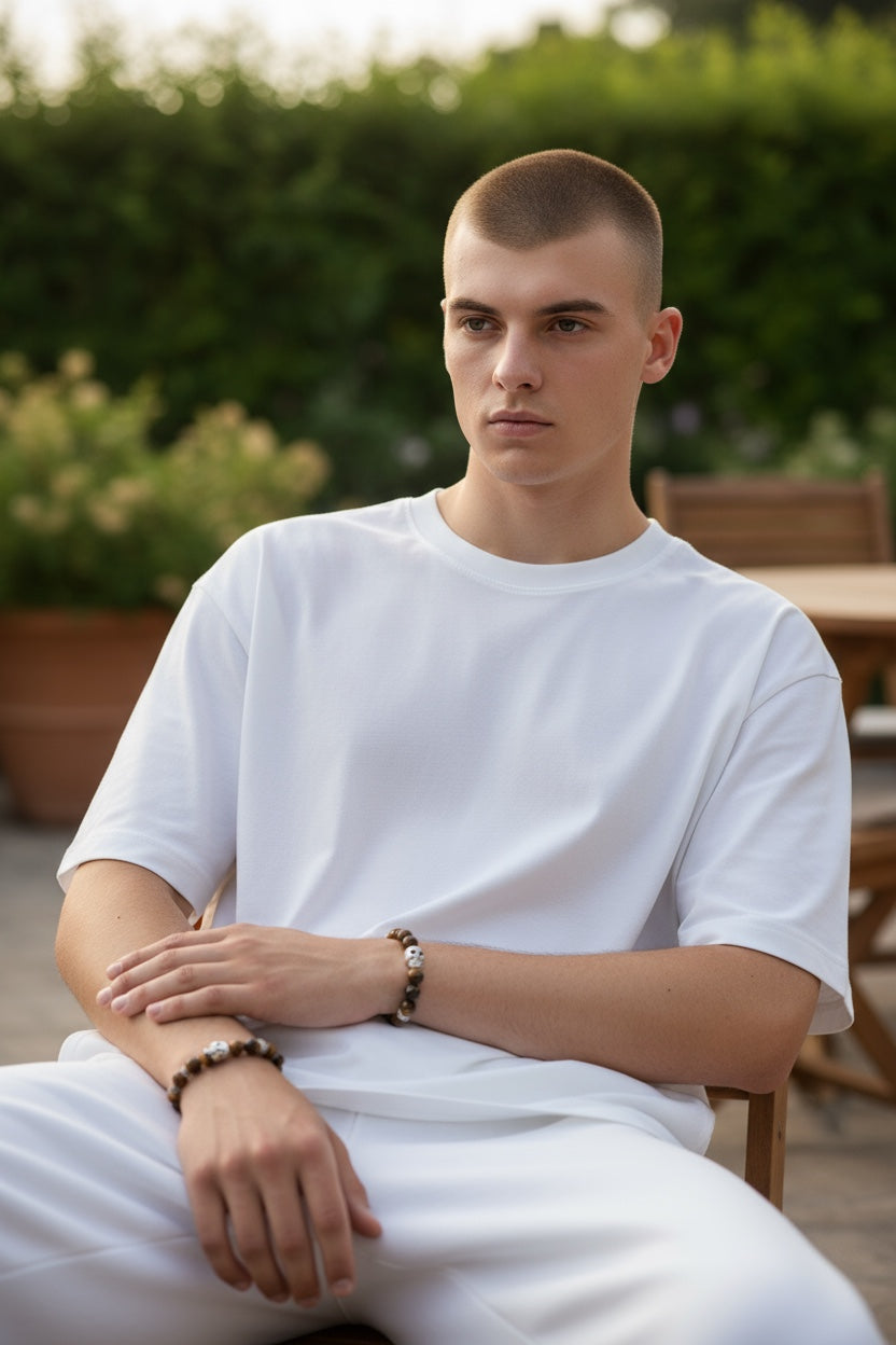 Pulsera de Ojo de Tigre con Calavera — Energía, Protección y Estilo Rebelde