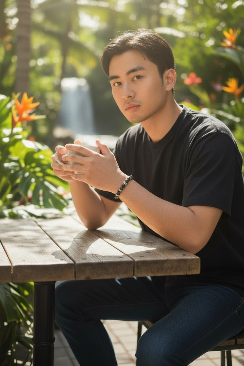 Pulsera de Lava Volcánica con Calavera – Energía y Estilo en Cada Detalle